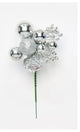 Christmas Ball Gift Berry Pick, Silver  Set Of 12