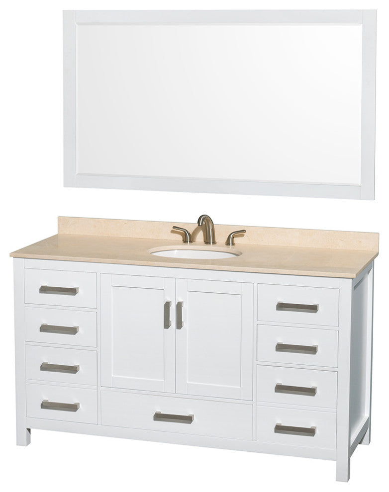 Wyndham WCS141460SWHIVUNOM58 White 60 Inch Single Vanity with Mirror