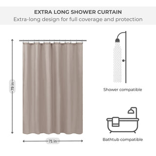 Extra Long Shower Curtain Liner Plastic 71W x 79H, Taupe