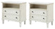 Drawer Solid Wood Nightstand Set of 2, White