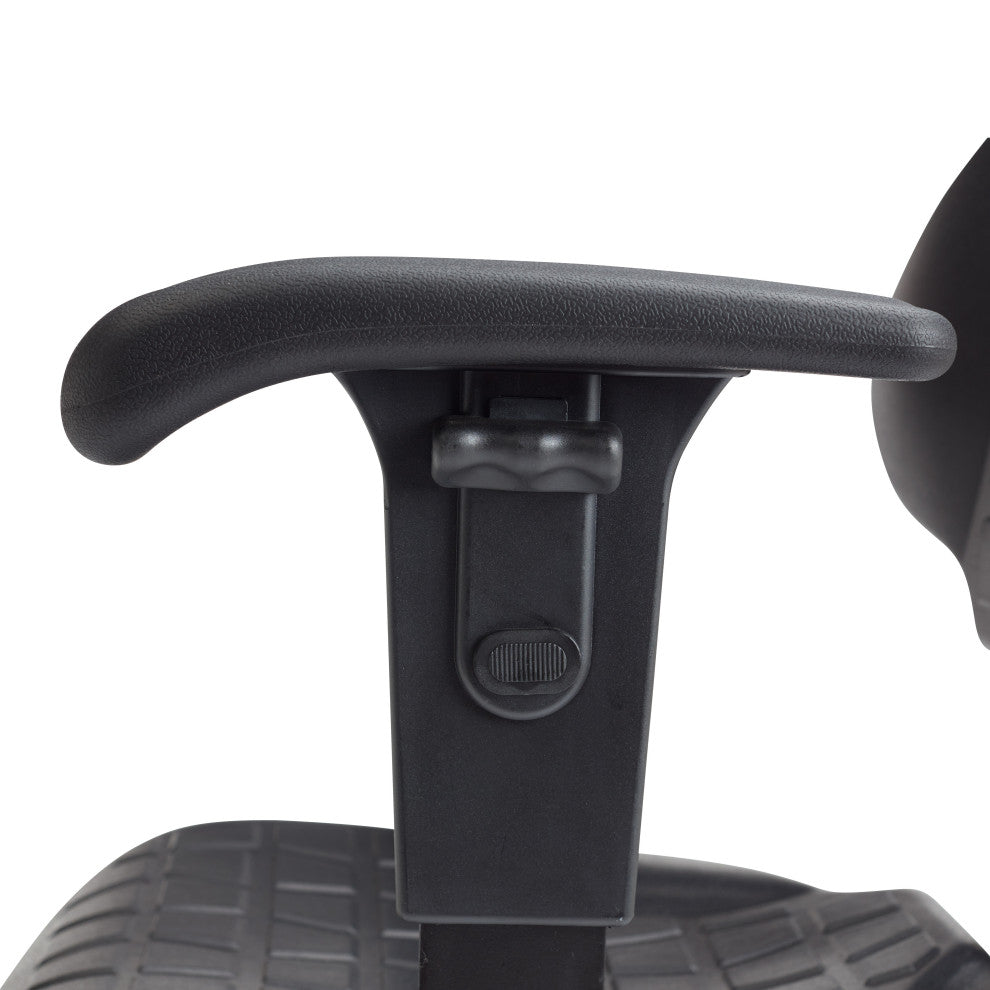 NPS Polyurethane Task Chair With Arms, 16"-21" Height, Black
