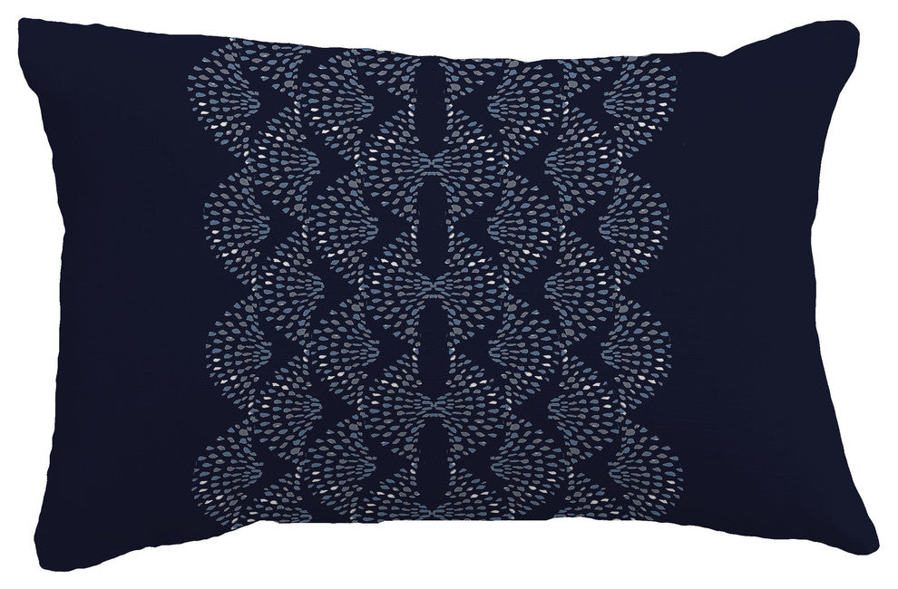 Dotted Focus Geometric Print Throw Pillow With Linen Texture, Blue, 14"x20"