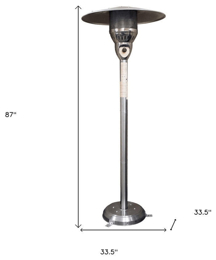 41000 BTU Silver Steel Natural Gas Cylindrical Pole Standing Patio Heater