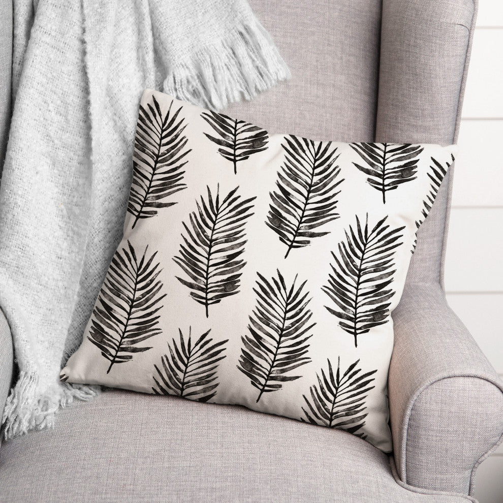 Black Fern Pattern 18x18 Indoor/Outdoor Pillow