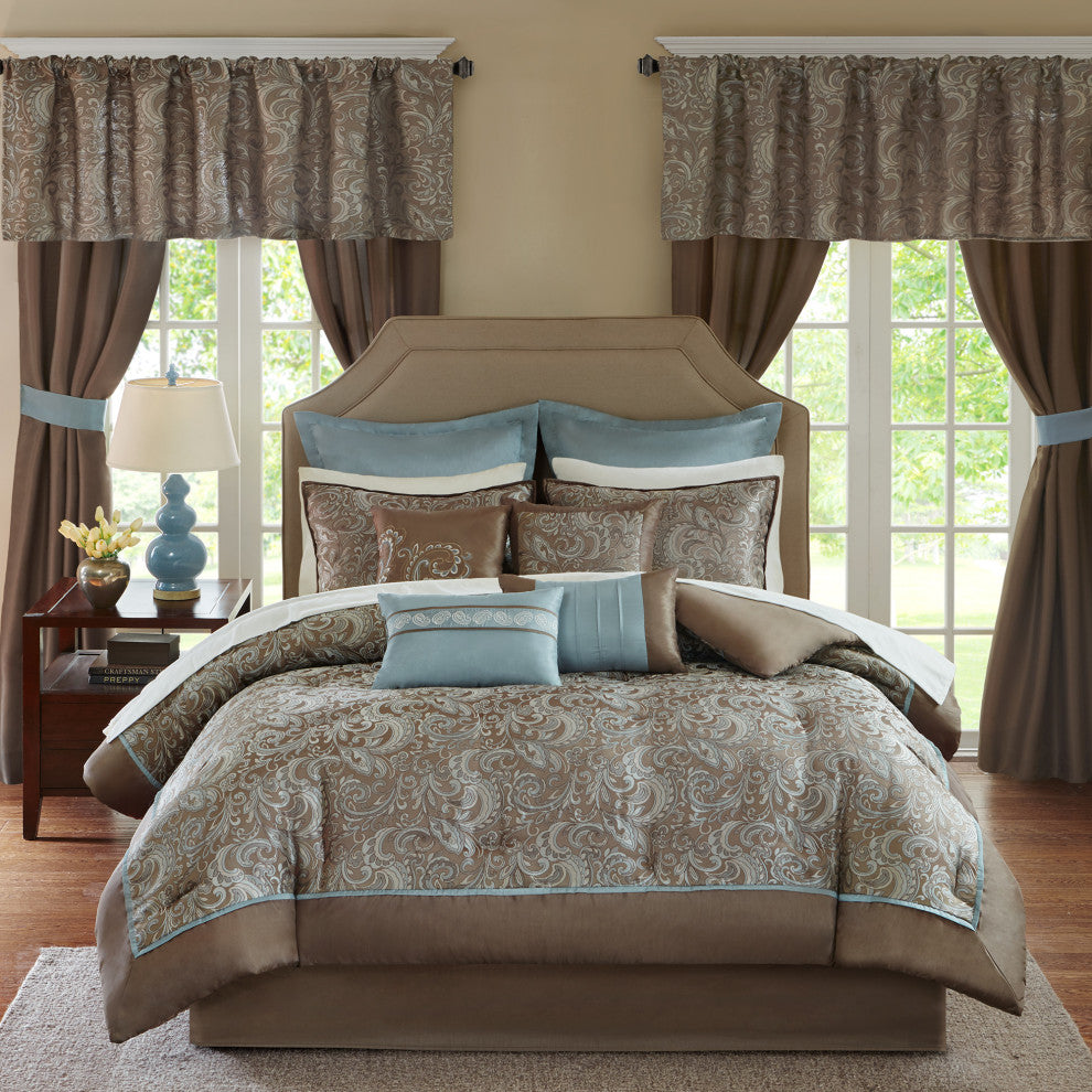 Madison Park Microfiber Jacquard 24-Piece Comforter Set, King
