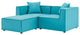 Lounge Loveseat Chaise Sofa, Fabric, Blue, Modern, Outdoor Patio Balcony Garden
