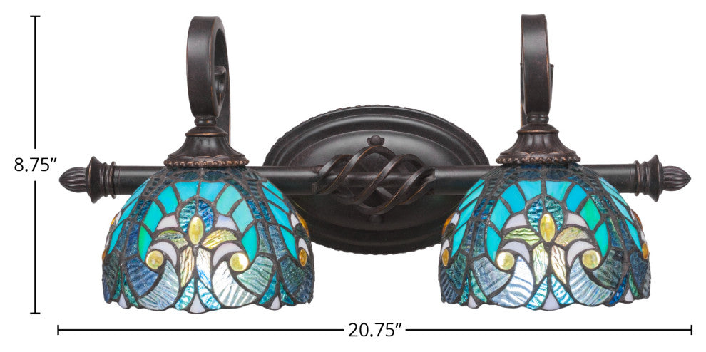 Elegante 2-Light Bath Bar, Turquoise Cypress Art