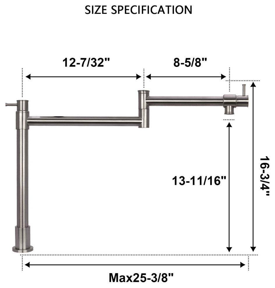 Copper Pot Filler Kitchen Faucet Deck-Mounted, Brushed Nickel