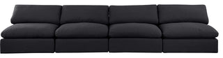 Comfy Upholstered Modular Sofa, Black, 4-Piece: 4 Armless Chair, Linen Textured Fabric