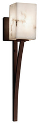 LumenAria Sabre 1-Light Wall Sconce, Square With Flat Rim, Faux Alabaster Shade