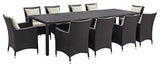 Modway Convene 11 Piece Outdoor Patio Dining Set, Espresso Beige