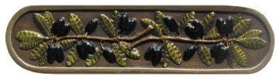 Olive Branch Pull, Hand-Tinted Brass