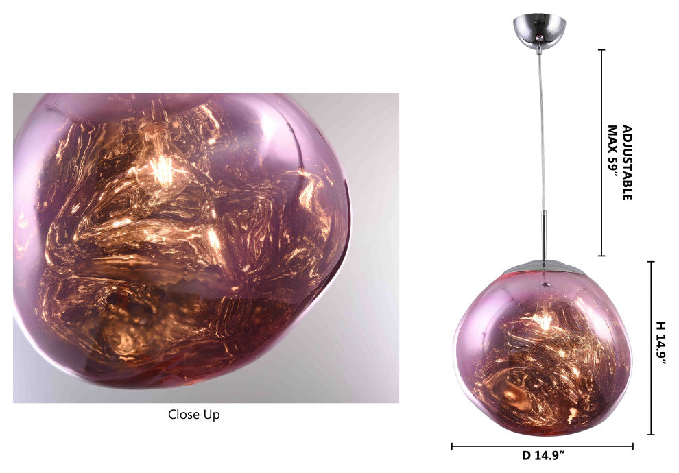 15" Single ORB Pendant Light, Pink
