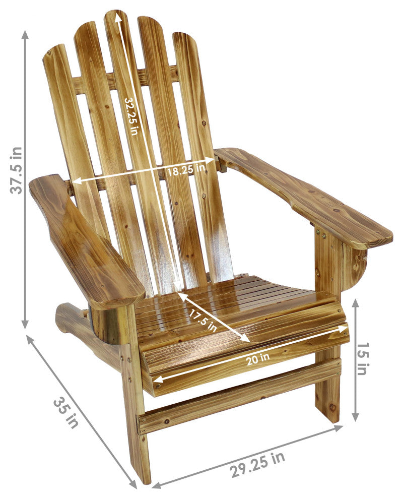 Sunnydaze Rustic Wooden Adirondack Chair With Light Charred, Set of 2