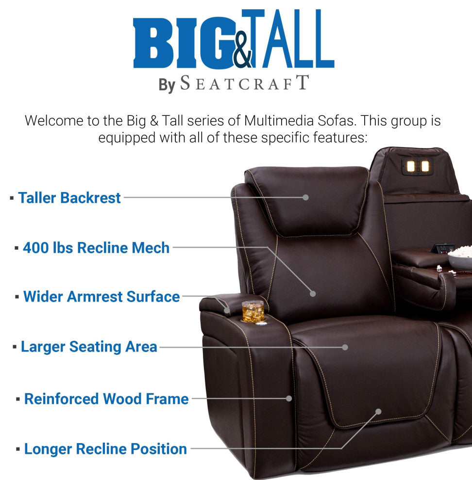Seatcraft Colosseum Home Theater Seating, Brown, Sofa