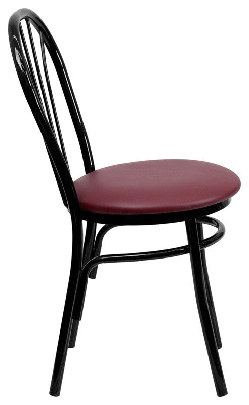 Dyersburg Metal Chair Fan Back, Burgundy Vinyl Seat