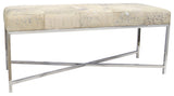 Pasargad Home Safari Cowhide Upholstered Bench With X Base Legs
