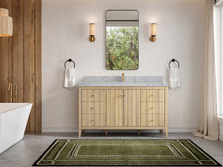Atlanta Oak 60" Single Bathroom Vanity, White 2" Venatino Quartz