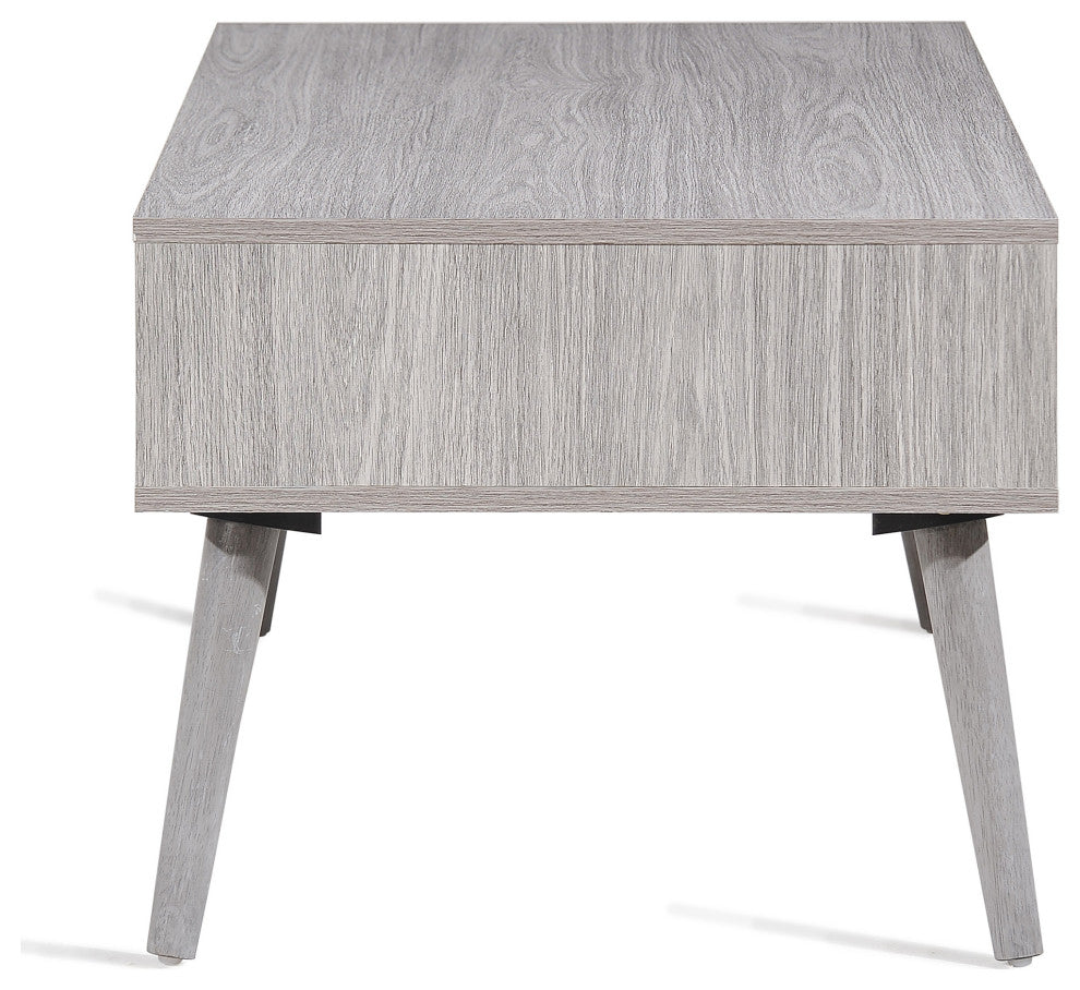GDF Studio Naomi Mid Century Modern Finished Fiberboard Coffee Table, Gray Oak