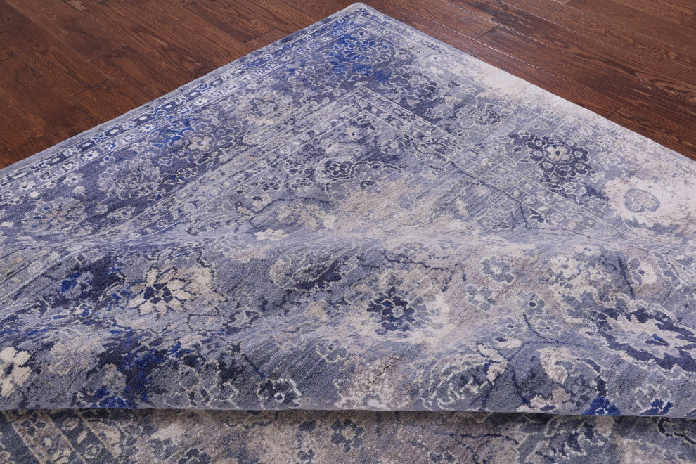 Hand-Knotted Persian Wool and Silk Rug 7' 11" X 10' 5" Q6253