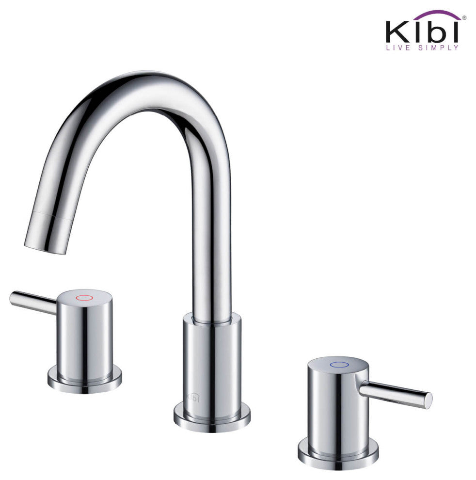 Circular Widespread Sink Faucet With Pop-Up Drain, Chrome