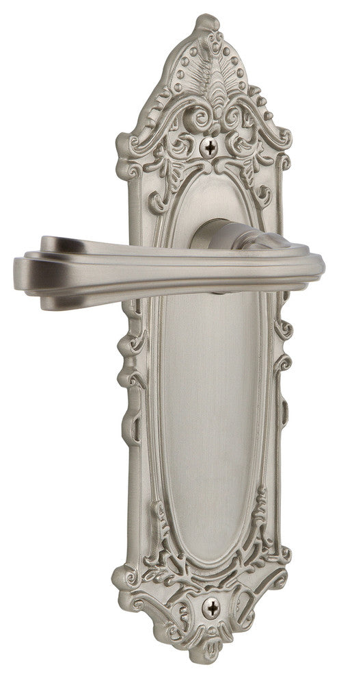 Victorian Plate With Fleur Lever, Satin Nickel, Passage, Non-Handed