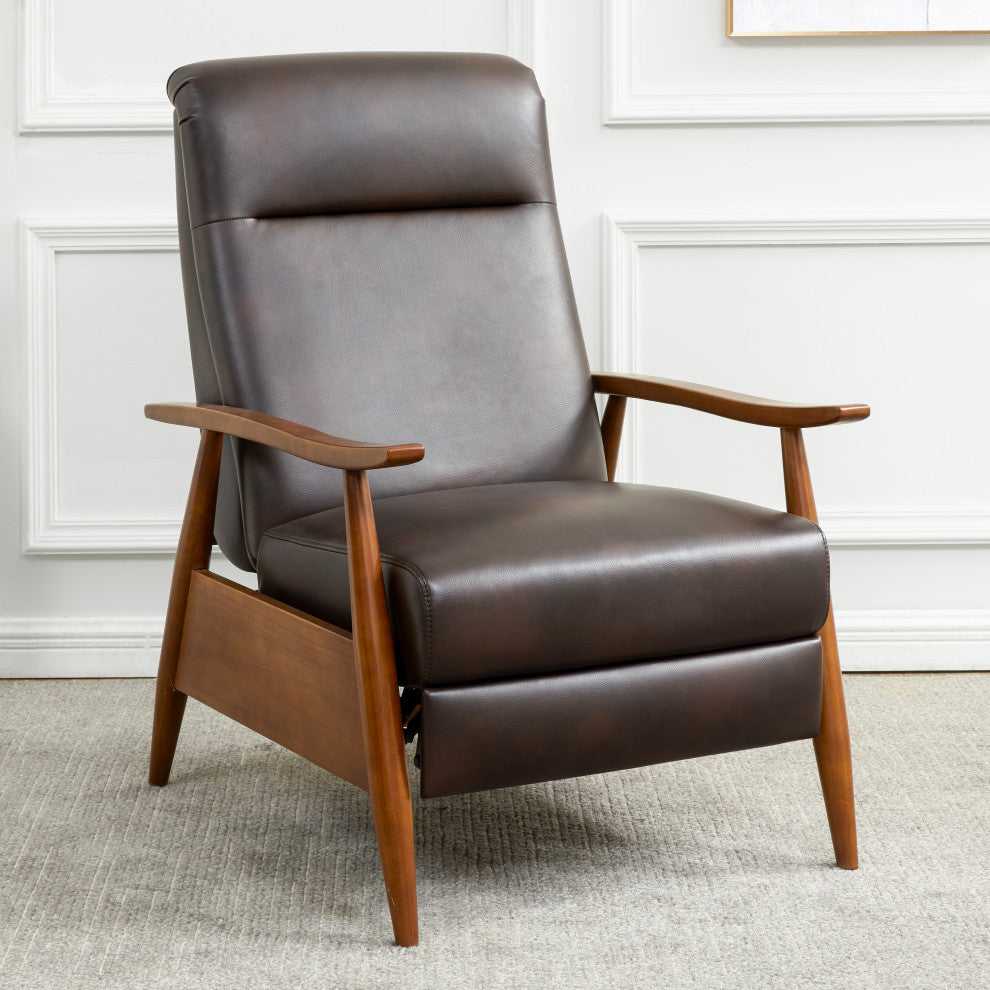 Solaris Wood Arm Push Back Recliner, Burnished Brown