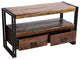 Old Reclaimed Wood TV Cabinet With Double Drawers