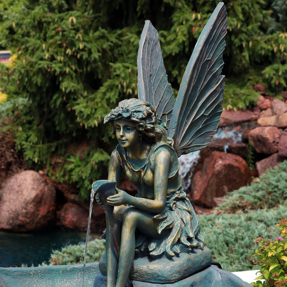 Sunnydaze Fairy Shell Outdoor Garden Water Fountain, Corded Electric, 30"