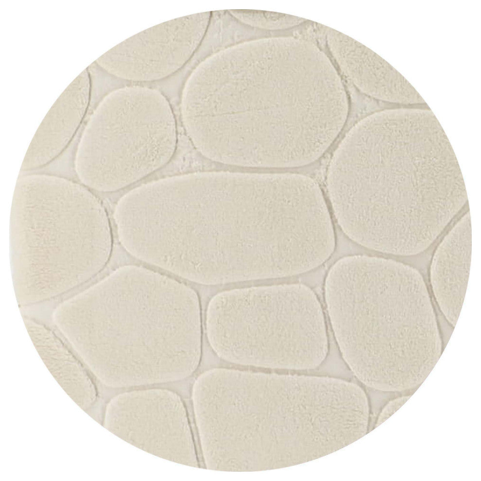 Bath Rug Memory Foam Mat 3D Pebble, Beige, Runner Mat 48"