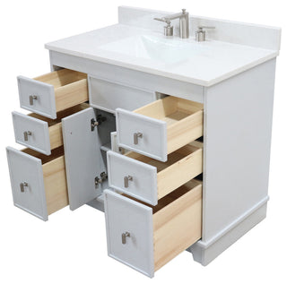 39" Single Sink Vanity, French Gray Finish With Engineered Stone Top