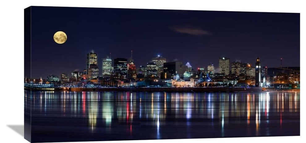 "Montreal Night" Stretched Canvas Giclee by Yuppidu, 36x18"