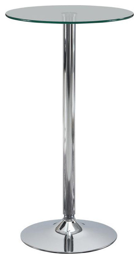 Abiline Glass Top Round Bar Table Chrome