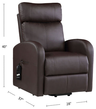 Faux Leather Upholstered Power Lift Recliner, Brown