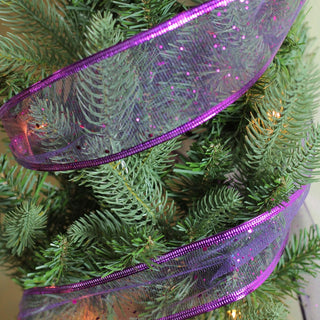 Shimmering Purple Wired Christmas Craft Ribbon