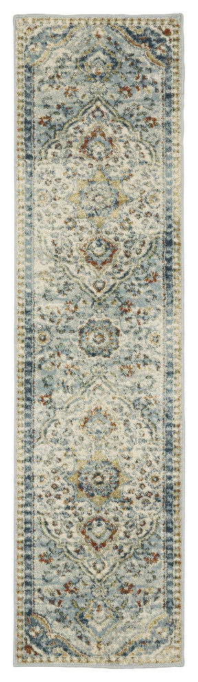 Bastian Vintage Medallion Blue/ Multi Indoor Area Rug, Blue, 1'10"x7'3"