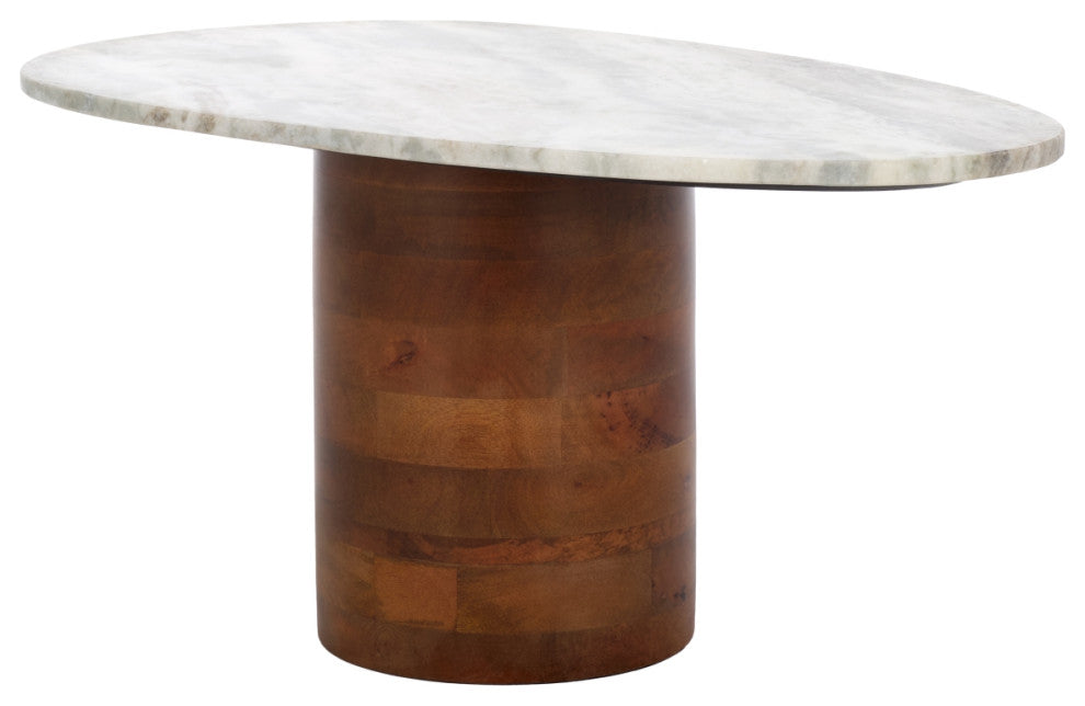 Safavieh Mono Large Marble Side Table, Off White/Walnut