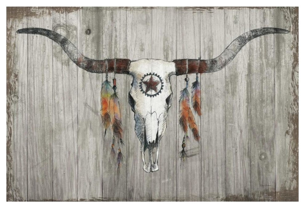 "Longhorn on Dark Gray Wood" Digital Paper Print by Avery Tillmon, 26"x18"