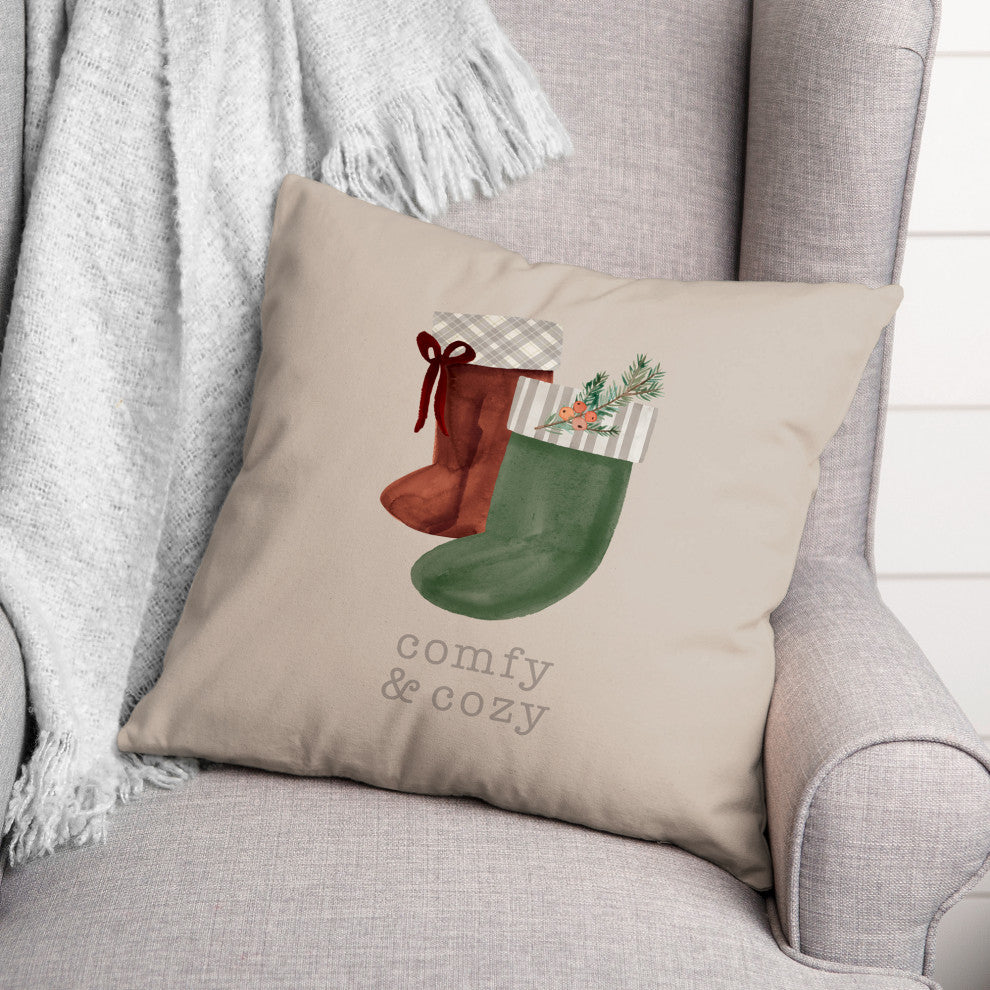 Comfy Cozy Stockings 4 18x18 Spun Poly Pillow