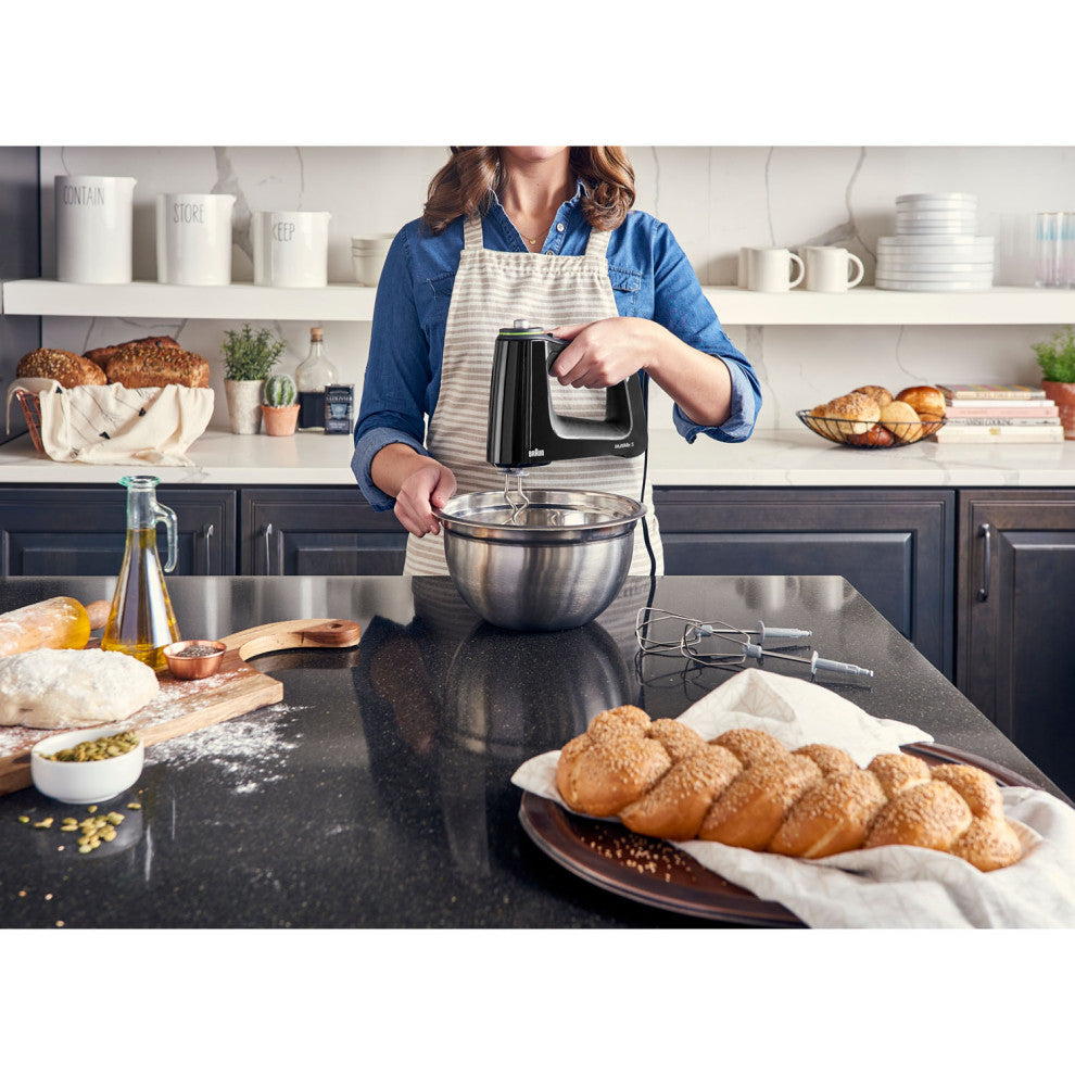 MultiMix 5 Hand Mixer, Black With MultiWhisks and Dough Hooks, 350-Watts