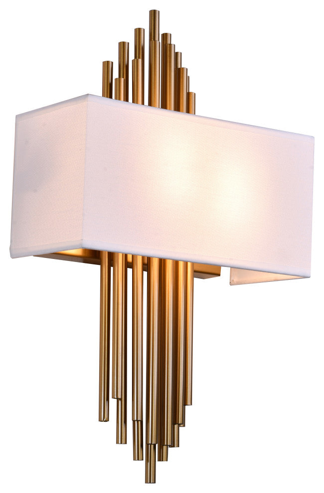 Gold Metal Wall Sconce With White Box Shade