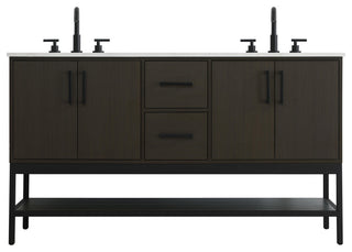 Home Living 60" Double Bathroom Vanity, Mocha Brown