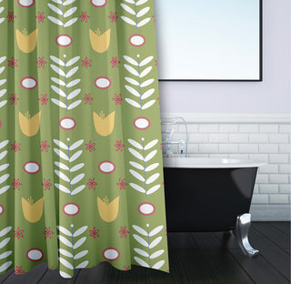 70"Wx73"L Spring Garden Shower Curtain, Apple Green