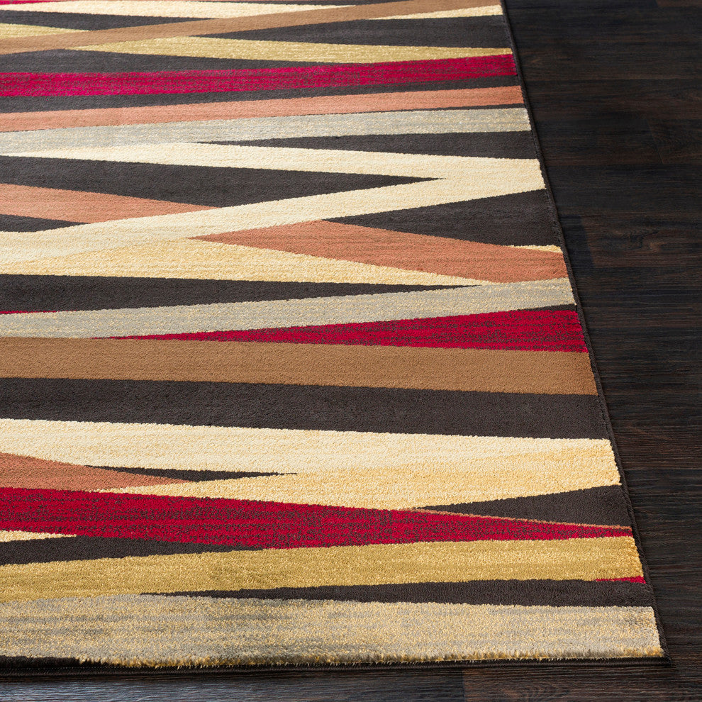 Surya Riley RLY-5057 7'10"x10'10" Rug, Burgundy/Brown/Wheat/Olive/Camel/Gray