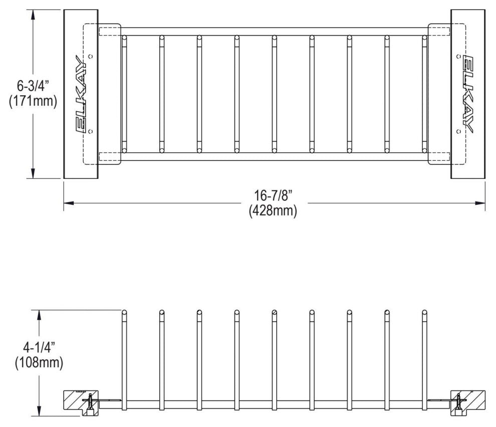 LKDR0717SS Elkay Crosstown Stainless Steel Drying Rack with Wood Handles