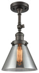 Large Cone 8" Semi-Flush Mount, Oil Rubbed Bronze, Glass: Smoked