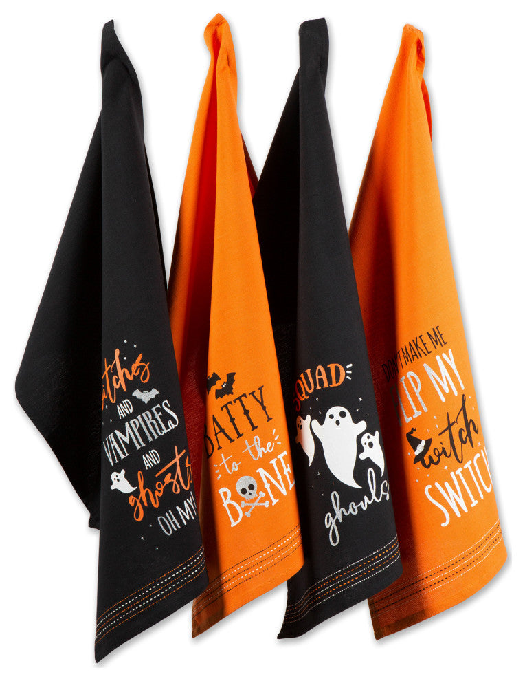 DII Halloween Happy Haunting Wicked Treats Printed Dishtowels Set of 4