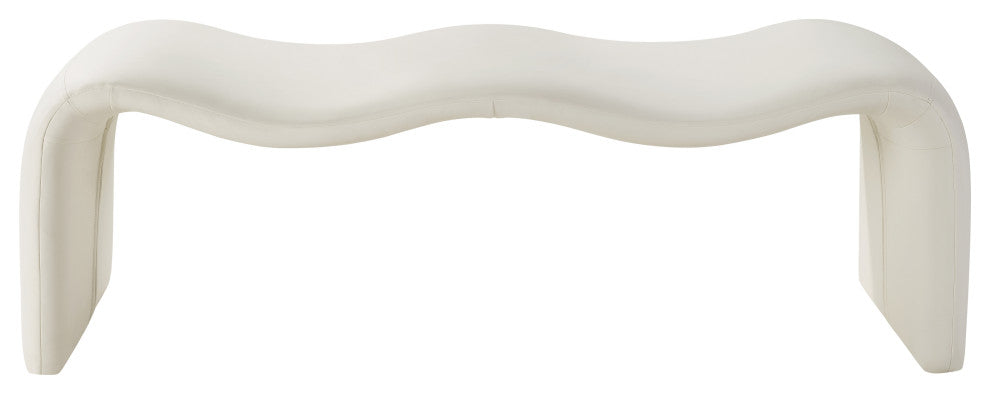 Willow Upholstered Bench, Cream, Vegan Leather