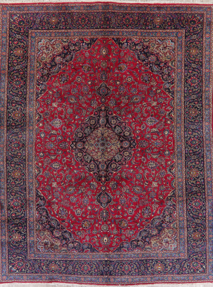 Consigned, Oriental Traditional Hand-Knotted Persian Area Rug, Red, 10x13