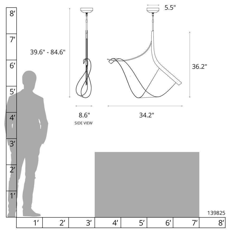 Sling Pendant, Black, Standard Height